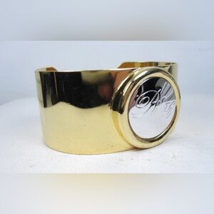 Nina Ricci Gold Plated Bangle with NR Logo in Rhodium Plate NWT